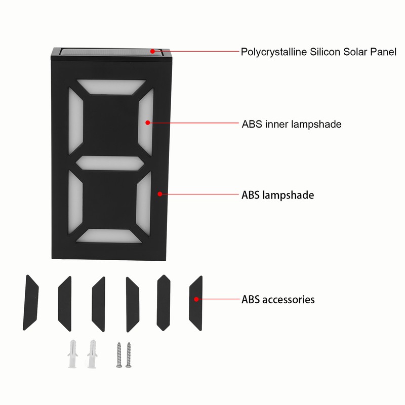 Solar LED House Number Light Garden Solar Powered Address Sign