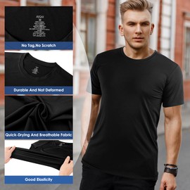 AJGAI 2&5 Pack Men's Sports T Shirts,Crew Neck Breathable Quick-Dry Short Sleeve, Lightweight Tee for Athletic Running