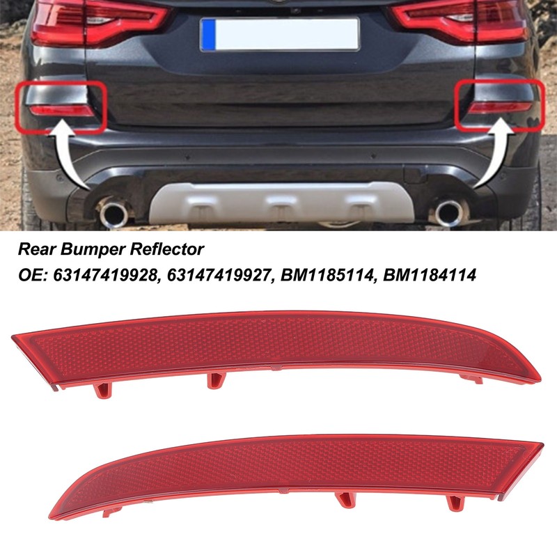 2PCS Rear Bumper Reflector Left Right PMMA ABS 63147419928 for