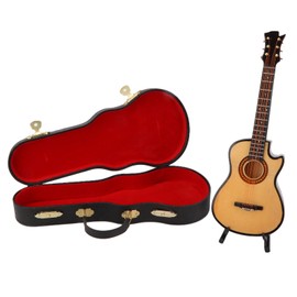 Minature Guitar Model Wooden Mini Musical Instrument Guitar Replica with Stand OrnamentL