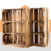 Set of 2 Shallow, Flamed Box Shelves with 3 Compartments