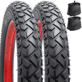 2 PCS 20" Heavy Duty Fat E-Bike Tires 20 x 3.0 and 20" Bike Tubes 20x2.5/3.0 AV32mm Schrader Valve Compatible with 20x3.0 74-406 E-Bike All-Terrain Directional Tread Bicycle Tires and Tubes (Y-1329)