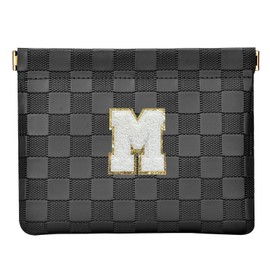 HIGH FIT Leather Pocket Cosmetic Bag for Purse,Initial Makeup Bag Lipstick Cosmetic Accessories Organizer (M, Black)