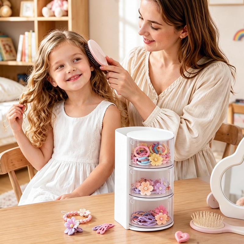 3-Layer Hair Accessories Organizer with Hair Brush Holder