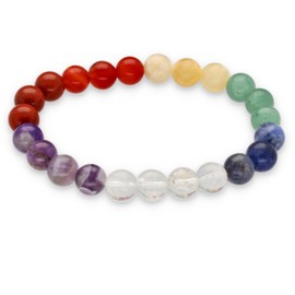 Lebensquelle Plus Chakra Ball Bracelet, 8 mm Large Balls, 19 cm Large Stretchy Bracelet, Gemstone, chakra