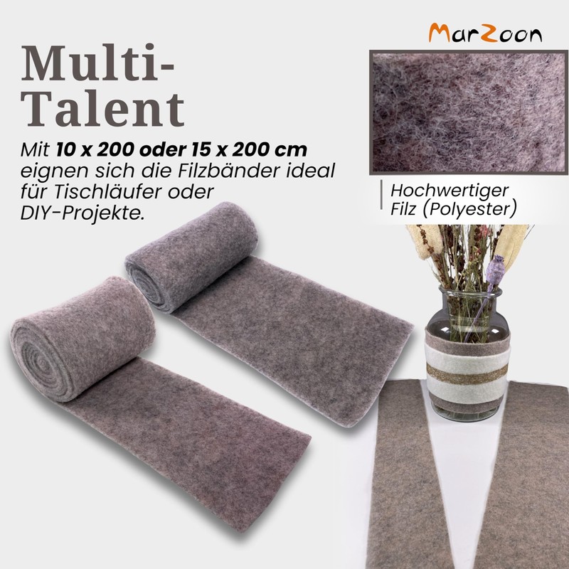 Felt Ribbon Decorative Ribbon Felt Grey 10 x 200 cm