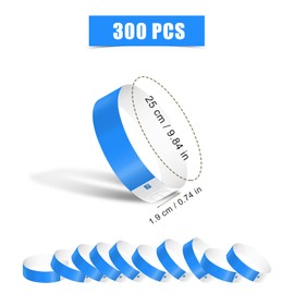KINBOM Pack of 300 Neon Bracelets, Waterproof Party Bands, Paper for Events, Paper Entrance Bracelets for Music Festivals, Concerts, Competitions (Blue)
