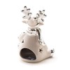 DARO DEKO Ceramic reindeer tea light holder, silver-white, 11 x