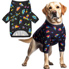 Dog Shirt for Large Dogs Neon Dinosaur Graphic Pajamas for Medium Large Dogs 3XL, Dinosaur
