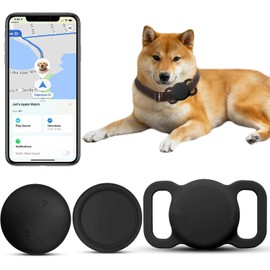 Dog Tracker with Collar Holder, Smart Pet Tracker, MFi Certificated Tracking Device, Waterproof Bluetooth, No Monthly Fee, Works with Find My, Not GPS Tracker (iOS Only), Black