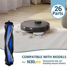26 PCS Accessories for ECOVACS DEEBOT N30 Omni/ N30 PRO OMNI Robot Vacuum,Replacement Parts Include 1 Rubber Brush, 6 Filters, 4 Pads, 6 Dust Bag, 8 Side Brush and 1 Cleaning Brush
