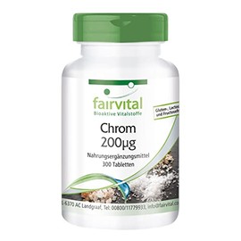 Fairvital | Chrompicolinat - 200mcg Chrom pro Tablette - Hochdosiert - Vegan - Chromium Picolinate - essentielles Spurenelement - 300 Tabletten
