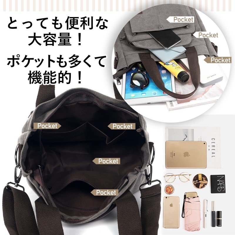 [Takusan Shopping] Shoulder Tote Bag, Calder Back, Shoulder Bag, A4,