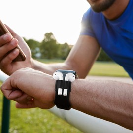 Waenerec Silicone Watch Band Holder for Airpod 1 / Airpod 2 / Airpods Pro Holder 3pcs Portable Anti-Lost Silicone for Airpods Watch Band Holder Airpod Holder Airpods Accessories (Black)