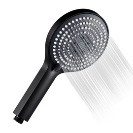 OFFO Matte Black Handheld Shower Head, 6-Mode High Pressure, 5" Large Face, Chrome Plated Finish, Includes Shower Head, Washers, Water Saving Gasket