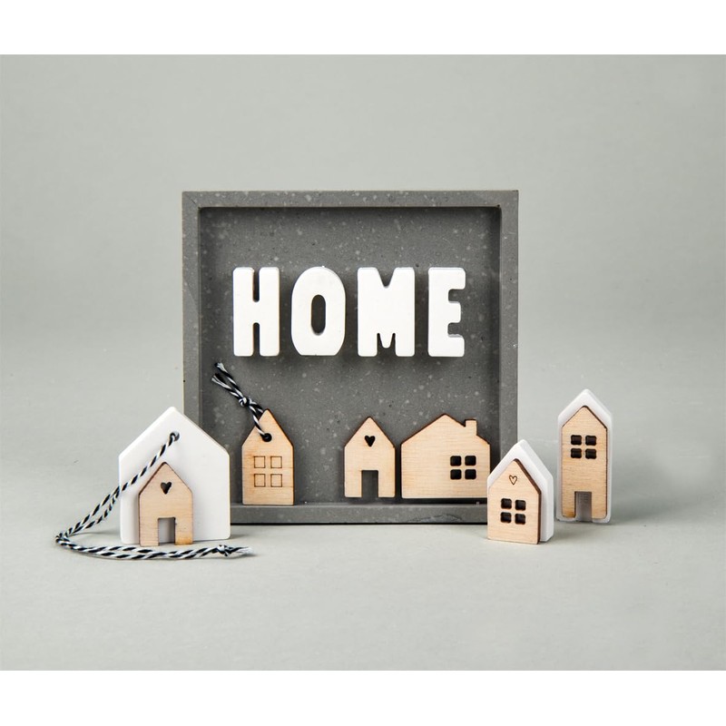 Rayher 46749505 Wooden Mini House, 24 Pieces, 2.5 - 3.5