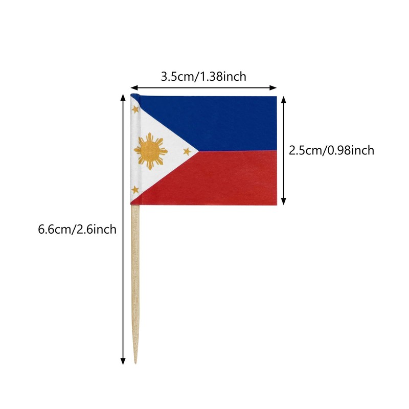 100 Pcs Philippines Flag Filipino Toothpick Flags, Small Mini Stick