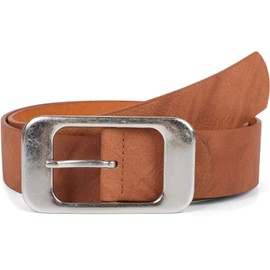 styleBREAKER Unisex Belt Plain Colours with Large Rectangular Buckle 03010100, fawn