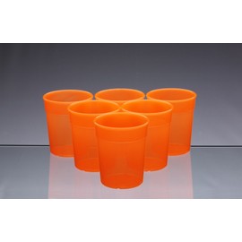 AIOS Dishwasher Safe Stackable Neon Orange Plastic Cups/Beakers/Tumblers 250ml (Set of 6)