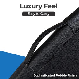 Case-it Executive Zipper Padfolio with Removable 3-Ring Binder and Letter Size Writing Pad, Pebbled Faux Leather Black (PAD-40)
