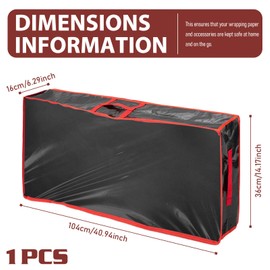 WIYETY Wrapping Paper Storage 104 x 36 x 16 cm, Oxford Waterproof Storage Bag for Wrapping Paper, Wrapping Paper Roll Organiser, Heavy Duty Tear-Resistant Wrapping Paper Organiser (Black Red)