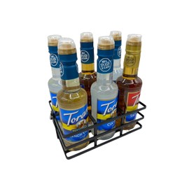 Coffee syrup organizer for 12.7 Oz bottles - Unique rack for Torani Syrup 12.7 ounce bottles, great coffee bar organizer and decor - Perfect size bar accessory 6 bottle capacity holder
