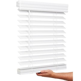 Lotus & Windoware Cordless, 2 Inch Faux Wood Blind, Window Blinds, Blinds & Shades, Blinds for Indoor Windows, Smooth, 72" x 48", Bright White