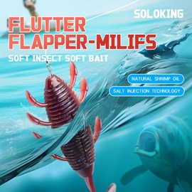 Soft Bait Lure Fat Bug for Bass Fishing 8.3g/0.29oz 83mm Swimbait Worm Bait Add Salt Fish Attractant Pack of 6 (Green-1#)