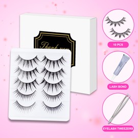 False eyelashes look very natural and long Includes 5 pairs of eyelashes 1 Lash cluster 1 Pack Strip eyelash adhesive Lashes reusable strip Easy to apply Glue On