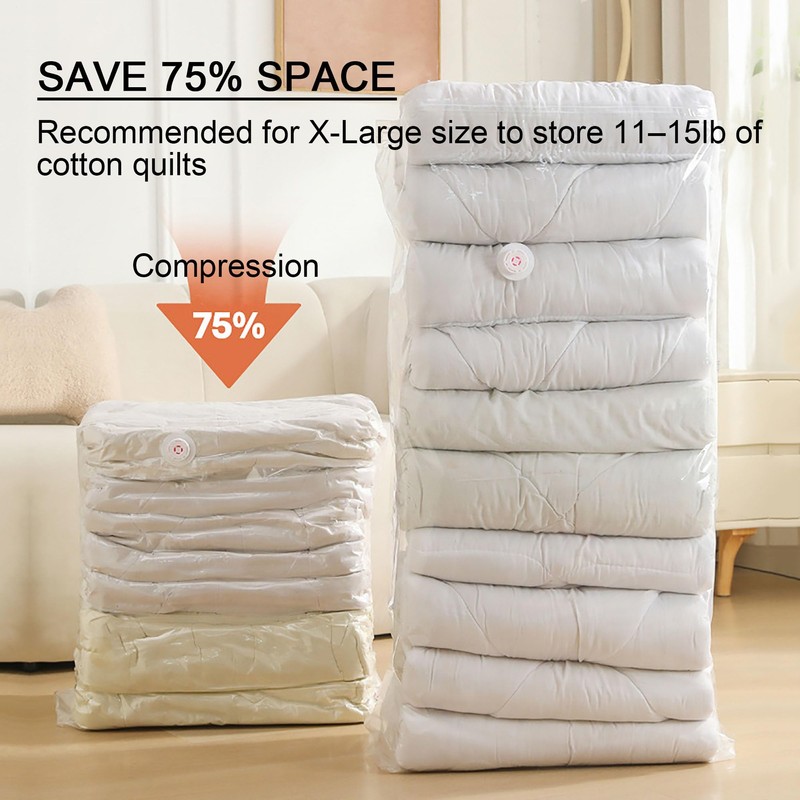 3 Pack No Pump Vacuum Storage Bags, Press and Seal
