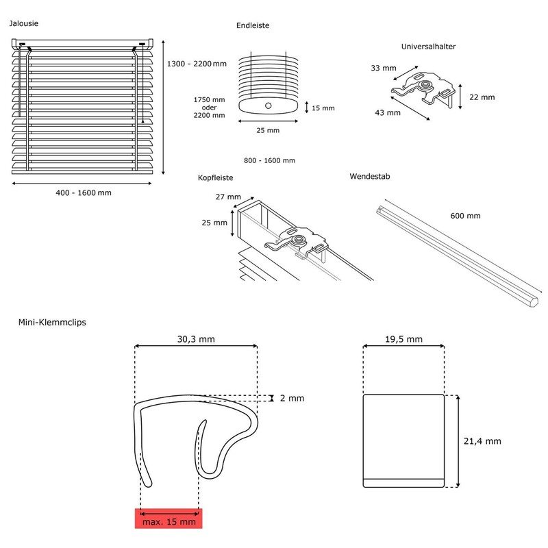 Victoria M. Aluminium Venetian Blind, 70 x 130 cm, Silver,