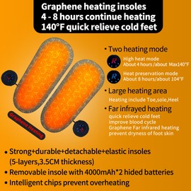 Heated Slippers Foot Warmer Rechargeable for Cold Feet, House Portable Electric Heating Pad Shoes for Women Men,3.5-7 Hours Heating, Powered by Battery or USB (Grey, Standard)