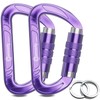 3inch Auto Locking Carabiner Clips Heavy Duty, 12KN /2697lbs Lightweight keychain carabiners, Sturdy Twist Lock Caribeeners for Camping Hiking Hammock Swing Backpack, dog leash and Harness etc, Purple