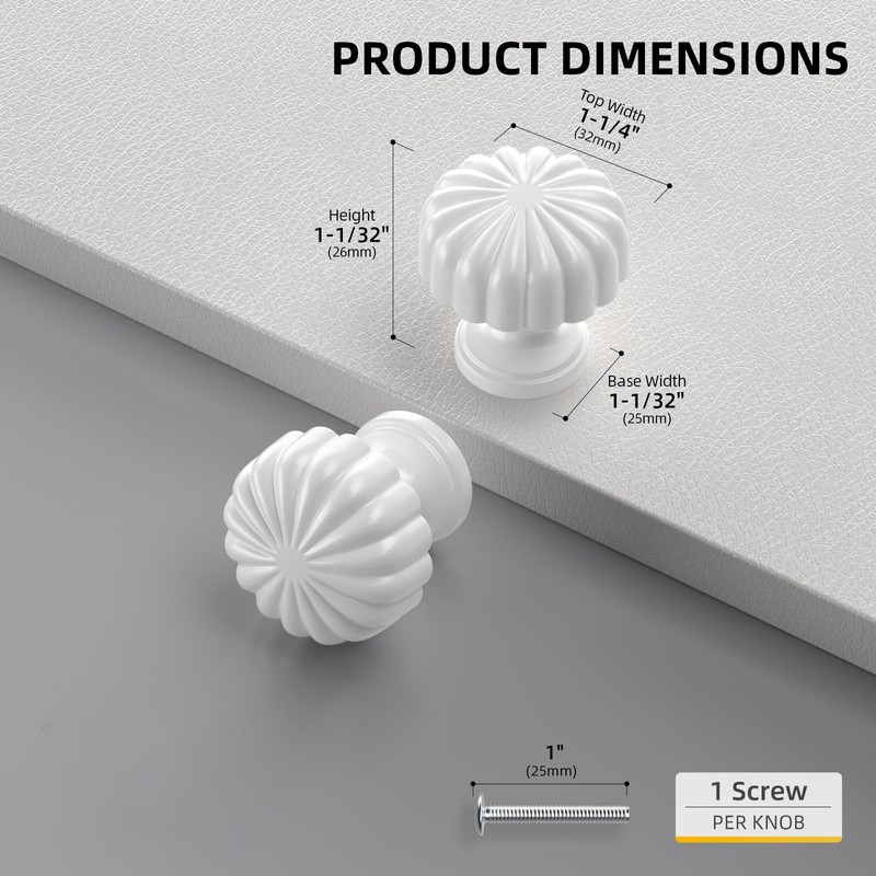 goldenwarm 10 Pack White Drawer knobs Round Glossy White Cupboard