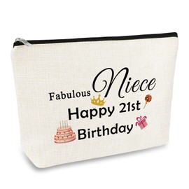 Niece 21st Birthday Gifts for Her Makeup Bag Niece Gift from Aunt Uncle Niece Cosmetic Bag for 21st Birthday Girls 21 Years Old Christmas Birthday Gifts for Niece Gift Travel Toiletry Bag Makeup Pouch