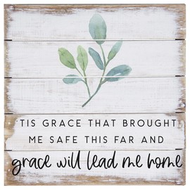 Simply Said, INC Perfect Pallet Petites 8" Wood Sign - 'Tis Grace That Brought Me Safe This Far & Grace Will Lead Me Home - PET22378