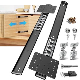 Pocket Door Slides, Cabinet Pocket Door Slide,Pocket Door Hinge,Cabinet Pocket Door Hardware Kit Fit,Pivot Door Slide Hardware Inset,with Magnetic Push-Pull Latch,for Cabinet Door(2, 24in)