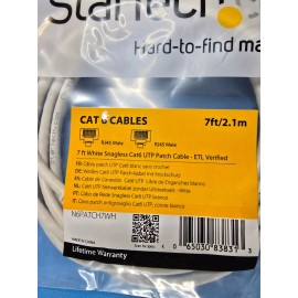 StarTech New StarTech 7 ft White Snagless Cat6 UTP Patch Cable N6PATCH7WH