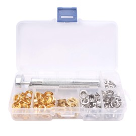 Grommet Kit, kuou 100 Sets 1/4 Inch Eyelets Punch Kit, Eyelets for Fabric with 3pcs Installation Repair Tools (Gold/Silver)