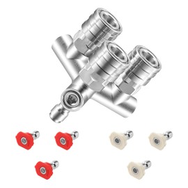 Triple Pressure Washer Tips, 3-in-1 Pressure Washer Nozzle, 3 Nozzle for Pressure Washer with 6PCS Pressure Washer Spray Nozzles (0 Degree Red & 40 Degree White), 1/4 Inch Quick Connect, 5000 PSI