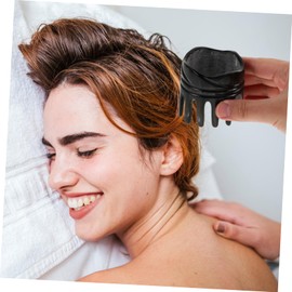 FRCOLOR Horn Comb Hair Wide Tooth Scalp Scrubber for Natural Hair Ergonomic Design for Dandruff Prevention and Deep Cleansing Lightweight Travel-friendly Shampoo Brush