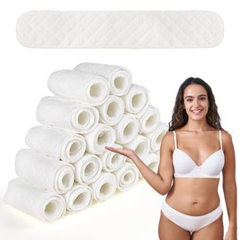 Pack of 20 Bra Sweat Pads, Layered Washable Rectangular Cotton Underbust Band Women, 46 x 8 cm, 3-Layer Underbust Sweat Protection, Cotton Bra Inserts, Women's Rectangular (White)