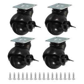 PATIKIL 2 Inch Ball Caster Wheels with Brake, 4 Pack 360° Rotating Swivel Top Plate Wheels 397 lbs Total Capacity Locking Caster with M4 Screws for Furniture Table Cabinet Gold