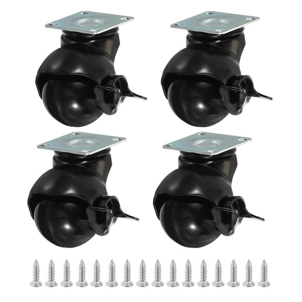 PATIKIL 2 Inch Ball Caster Wheels with Brake, 4 Pack