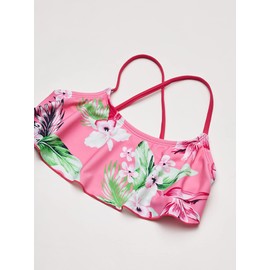 Kanu Surf Girls Flounce Bikini Beach Sport 2 Piece Swimsuit, Alania Floral Pink, 8