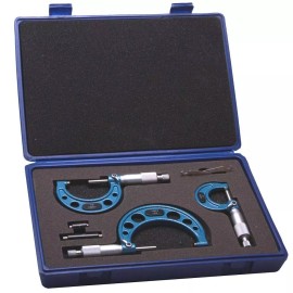 Cal-Hawk 3-Pcs 0"-3" Premium Outside Micrometer Machinist Tool Set w/Carbide Tips, BDMM3P