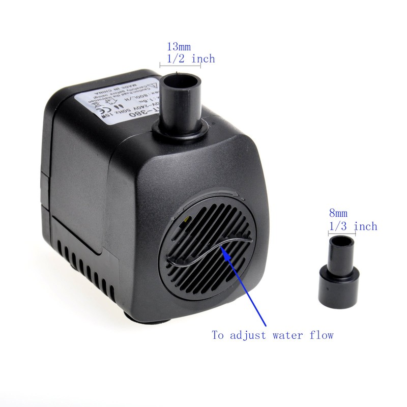 Lewisia 211 GPH Fountain Pump Submersible with LED Light Adjustable