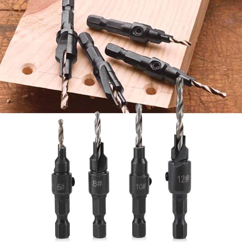 Bosch Countersink Drill Bit, 4 Pieces Hex Shank HSS Drill