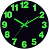 AIENAI 12 inch Vinyl Black Clock, Battery Powered, Glowing in