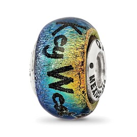 The Black Bow Orange Dichroic Glass, Sterling Silver Key West & Palm Tree Bead Charm